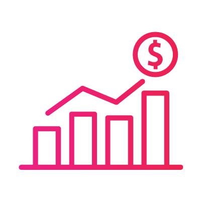 A bar chart with upward trend.